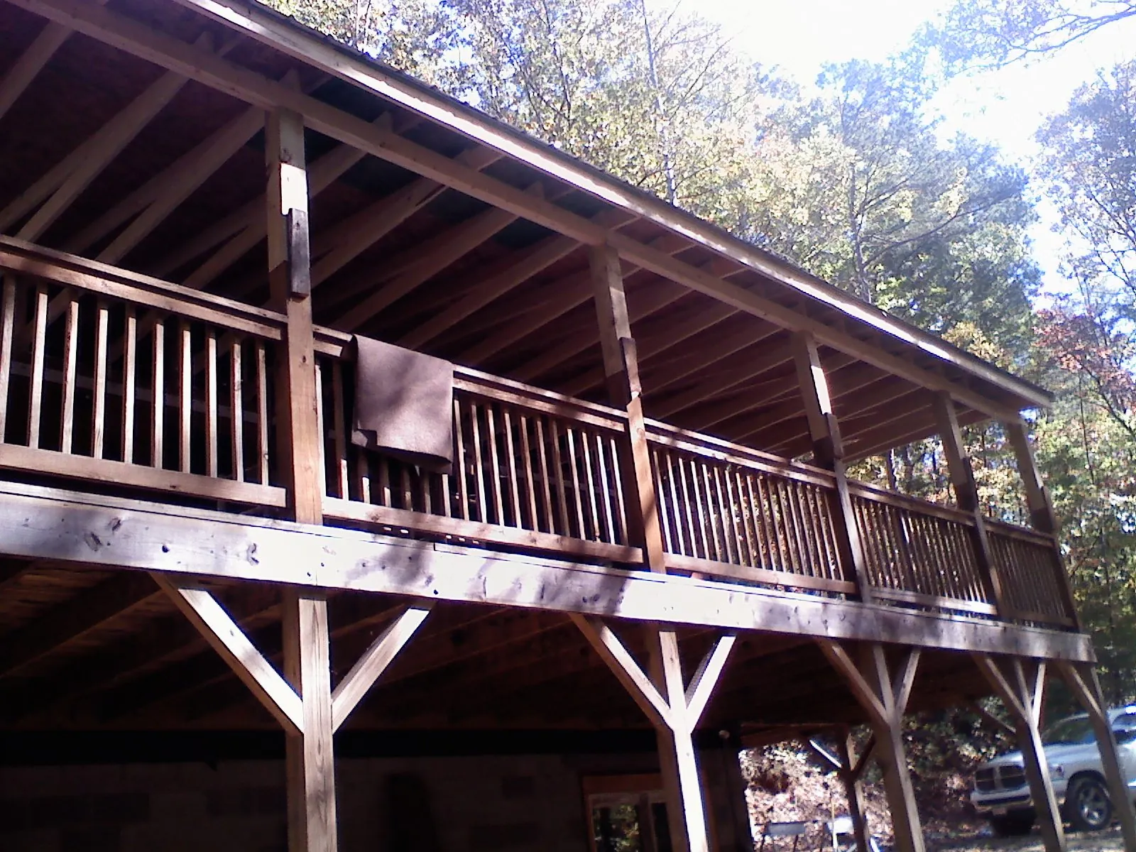 Timber framing under a new elevated porch and deck — Roof Leak Repair in Ridgeville by Roofing Brothers